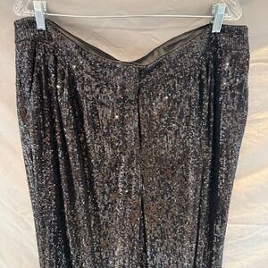 Express Black Sequin Women's Pants Cropped High Rise Size XL